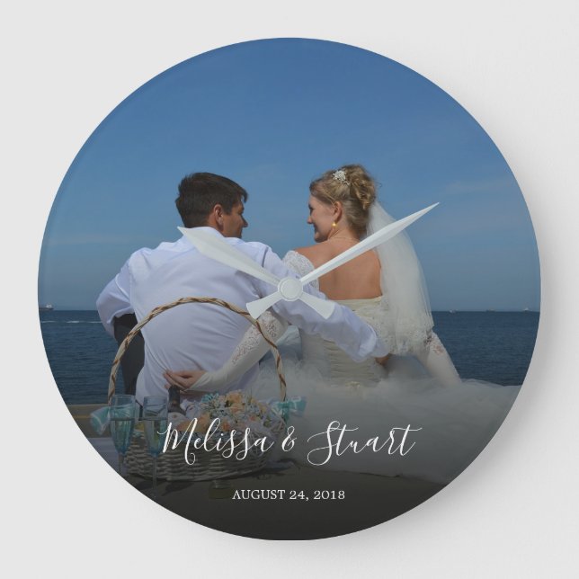 Create your own personal photo wedding large clock (Front)