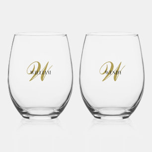 Create Your Own Personalise Add Monogram,Name Stemless Wine Glass