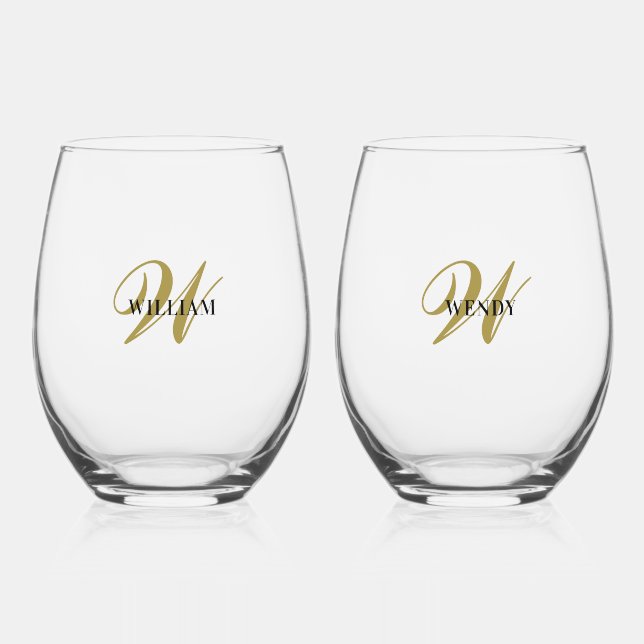 Create Your Own Personalise Monogram Stemless Wine Glass (Front)