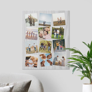 Create Your Own Personalised 12 Photo Collage Faux Canvas Print