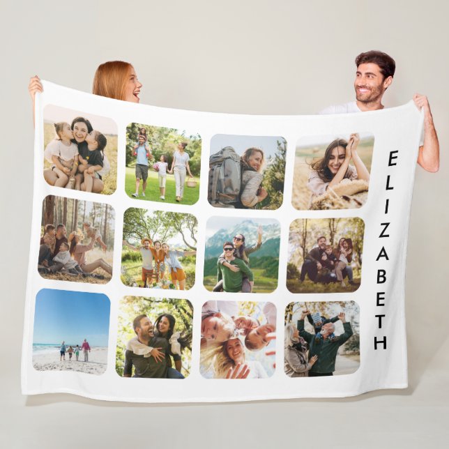 Create Your Own Personalised 12 Photo Collage Fleece Blanket (In Situ)