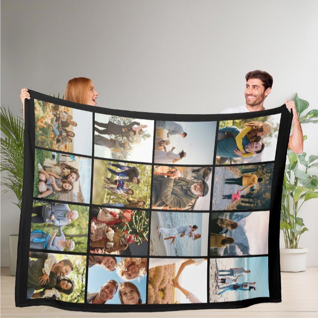 Create Your Own Personalised 16 Photo Collage Fleece Blanket (Creator Uploaded)