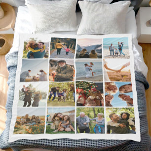 Create Your Own Personalised 16 Photo Collage Fleece Blanket