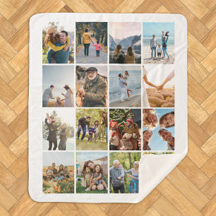 Create Your Own Personalised 16 Photo Collage Sherpa Blanket