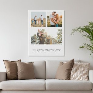 Create Your Own Personalised 3 Photo and Quote Faux Canvas Print