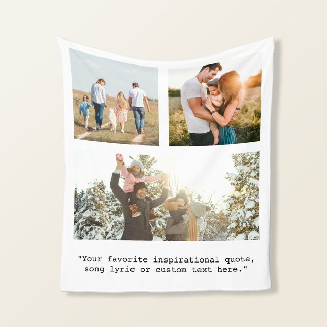 Create Your Own Personalised 3 Photo and Quote Fleece Blanket (Creator Uploaded)