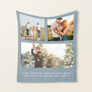 Create Your Own Personalised 3 Photo and Quote Fleece Blanket
