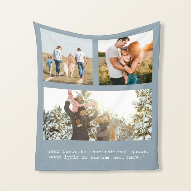 Create Your Own Personalised 3 Photo and Quote Fleece Blanket (Creator Uploaded)