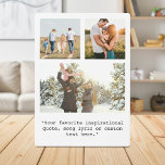 Create Your Own Personalised 3 Photo and Quote Plaque<br><div class="desc">Create your own custom photo and quote plaque. Features three of your photos and personalised text in minimalist typewriter typography.</div>