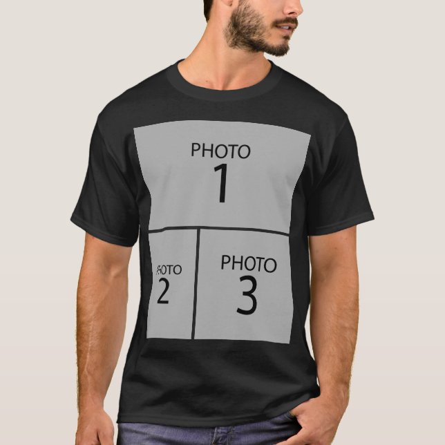Create your own Personalised 3 PHOTO COLLAGE T-Shirt (Front)