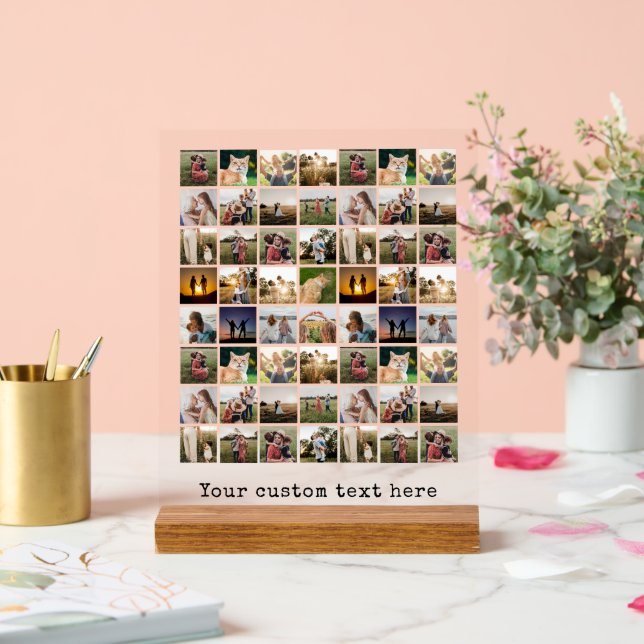 Create Your Own Personalised 56 Photo Collage Acrylic Sign (Wedding)