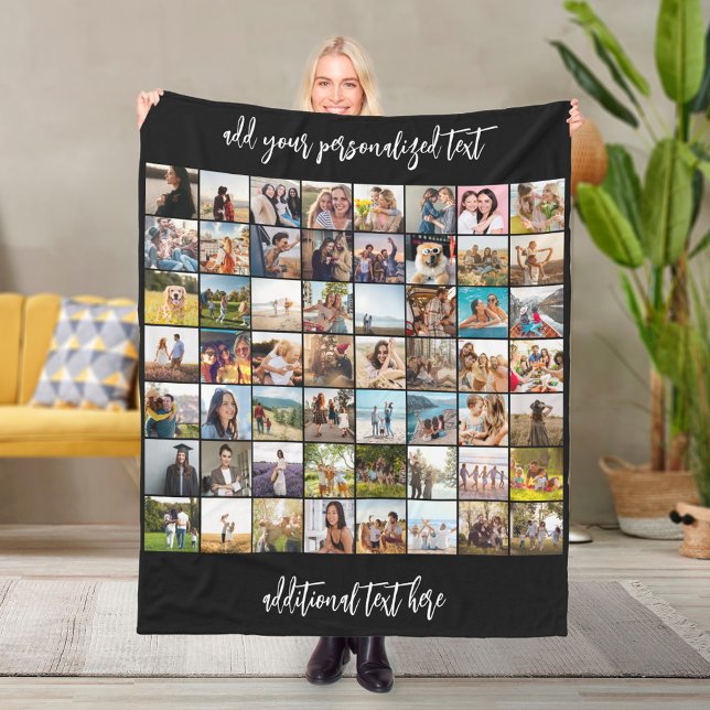 Create Your Own Personalised 56 Photo Collage Fleece Blanket (Creator Uploaded)