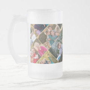 Create Your Own Personalised 6 Photo Collage Frosted Glass Beer Mug