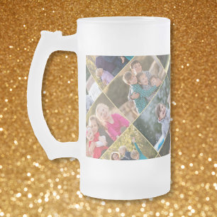 Create Your Own Personalised 6 Photo Collage Frosted Glass Beer Mug