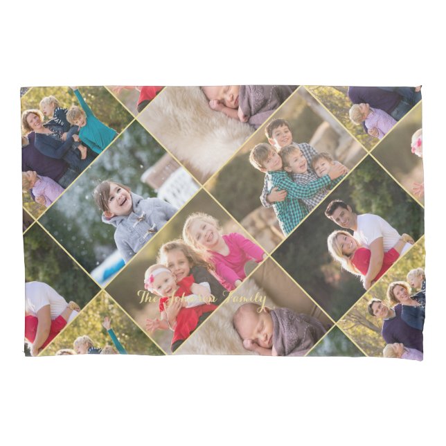 Create Your Own Personalised 6 Photo Collage Text Pillowcase (Front)