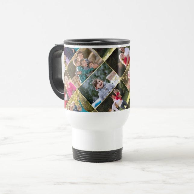 Create Your Own Personalised 6 Photo Collage White Travel Mug (Front Left)