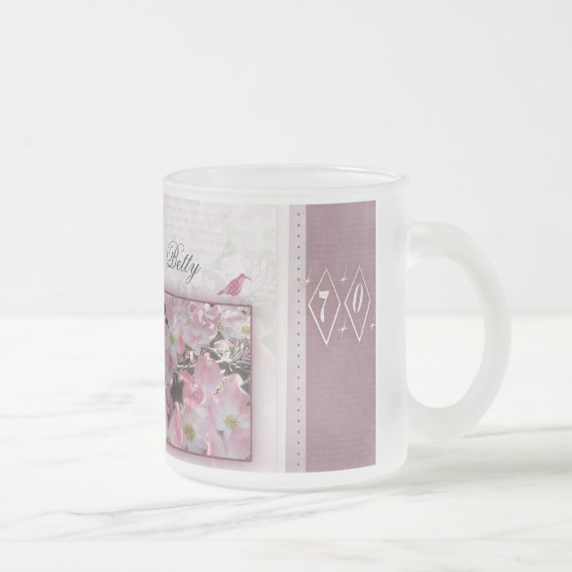 Create your own personalised 70th birthday frosted glass coffee mug (Right)