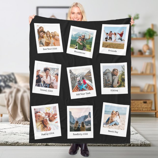 Create Your Own Personalised 9 Photo Collage Fleece Blanket (Creator Uploaded)