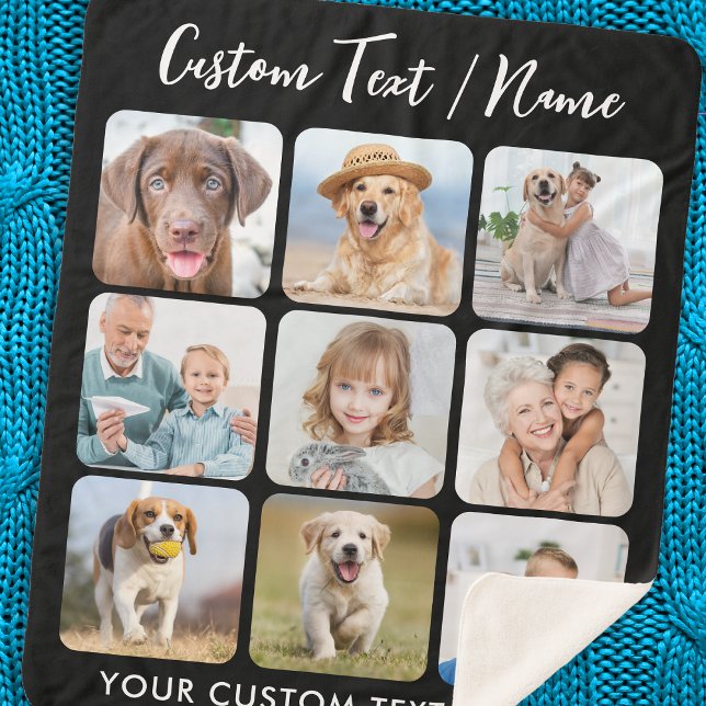 Create Your Own Personalised 9 Picture Collage Sherpa Blanket (Creator Uploaded)