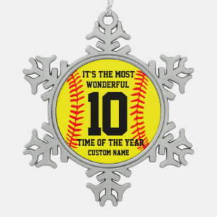 Create Your Own Personalised Baseball Name Snowflake Pewter Christmas Ornament