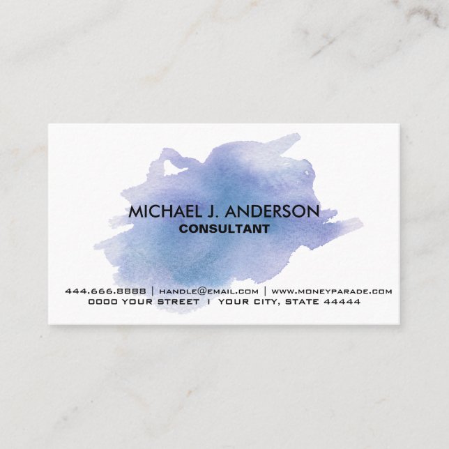 Create Your Own Personalised Blue Colour Splatter Business Card (Front)