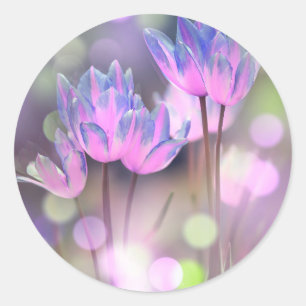 Create Your Own Personalised Bokeh Spring Flowers Classic Round Sticker