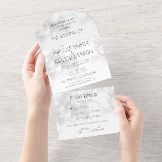 Create Your Own Personalised Bright White Bokeh All In One Invitation