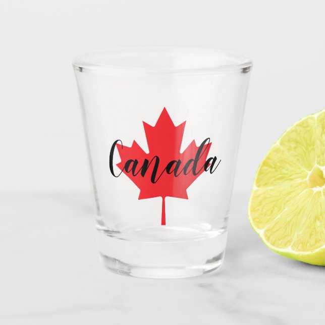 Create Your Own Personalised Canada Red Maple Leaf Shot Glass (Front)