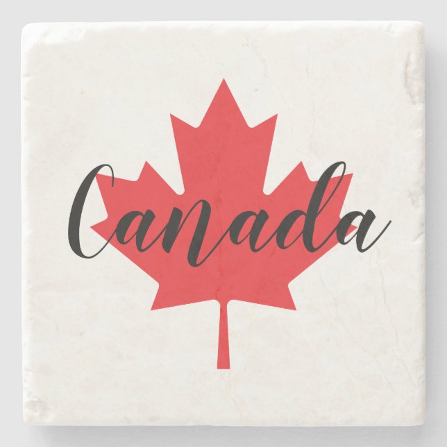 Create Your Own Personalised Canada Red Maple Leaf Stone Coaster (Front)