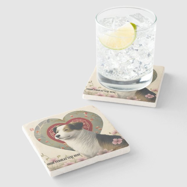 Create Your Own Personalised Custom Pet Photo Text Stone Coaster (Side)