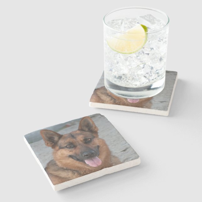 Create Your Own Personalised Dog Photo Stone Coaster (Side)