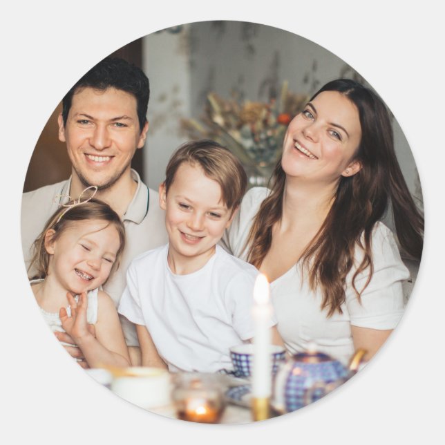 Create Your Own Personalised Family Photo  Classic Round Sticker (Front)