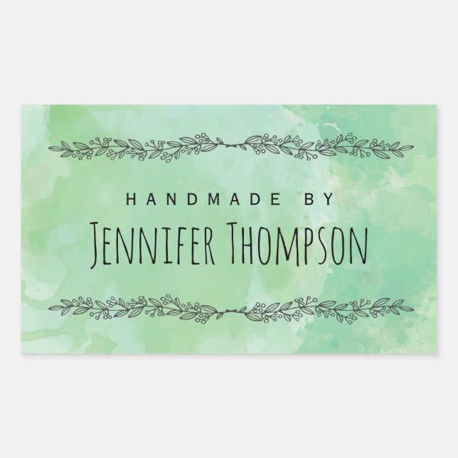 Create Your Own Personalised Handmade By Rectangular Sticker (Front)