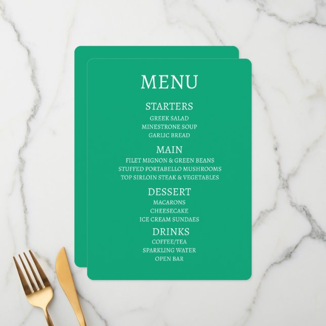 Create Your Own Personalised Menu (Front/Back In Situ)