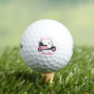Create Your Own Personalised Name Pink Golf Cart Golf Balls