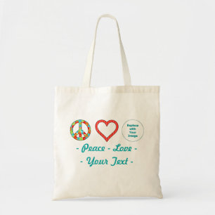 Create Your Own Personalised Peace Love Design Tote Bag