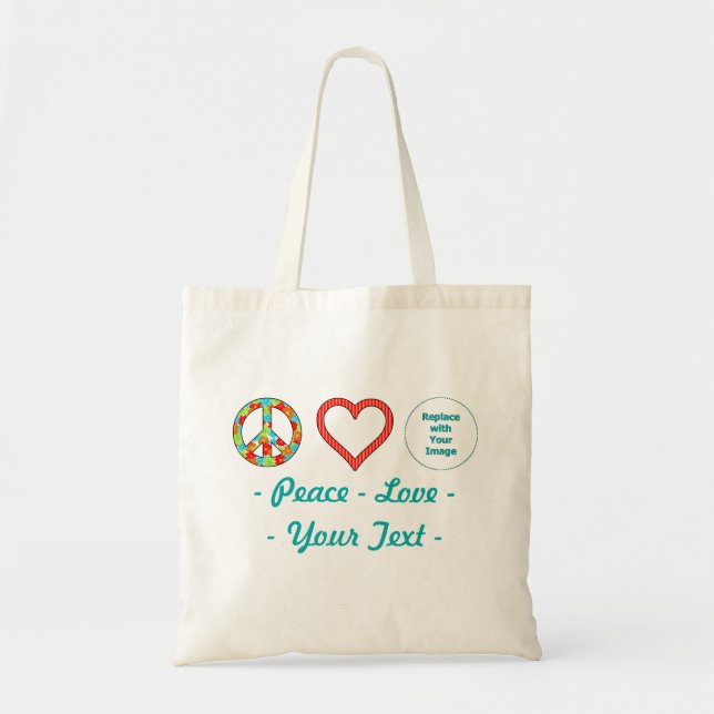 Create Your Own Personalised Peace Love Design Tote Bag (Front)