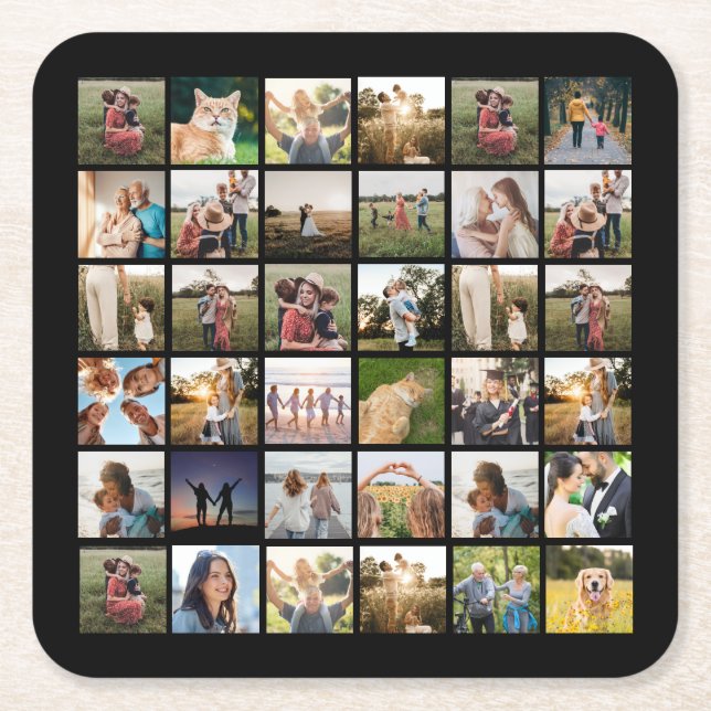 Create Your Own Personalised Photo Collage Square Paper Coaster (Front)