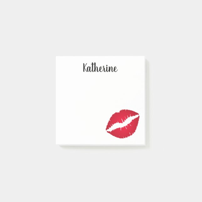 Create Your Own Personalised Red Kiss Print Post-it Notes (Front)
