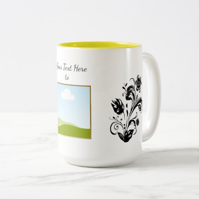 Create Your Own personalized Template Text  Two-Tone Coffee Mug (Front Right)