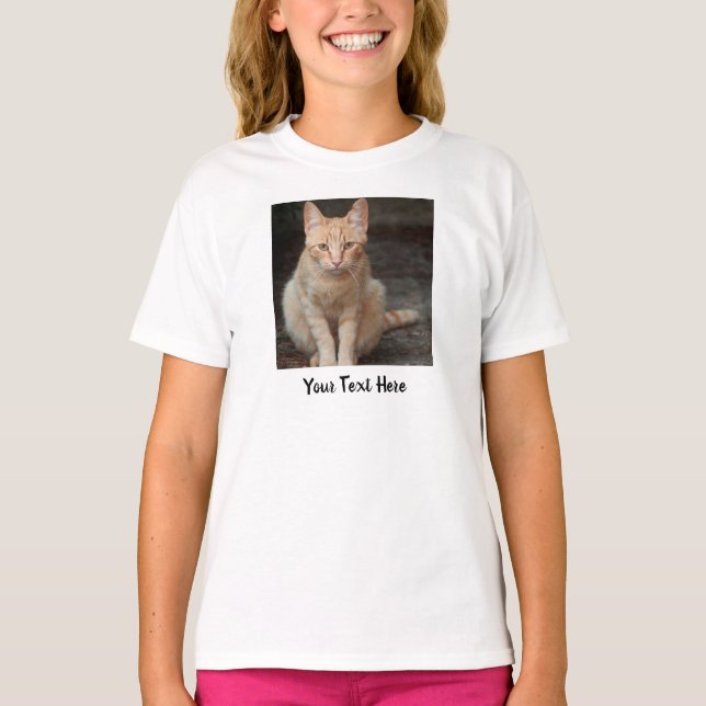 Create Your Own Pet Cat Photo Name T-Shirt (Front)