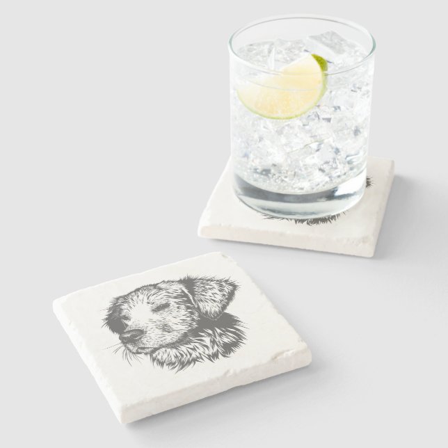 Create Your Own Pet Dog Customised Stone Coaster (Side)