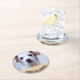 Create Your Own Pet Dog Photo Personalised Round Paper Coaster