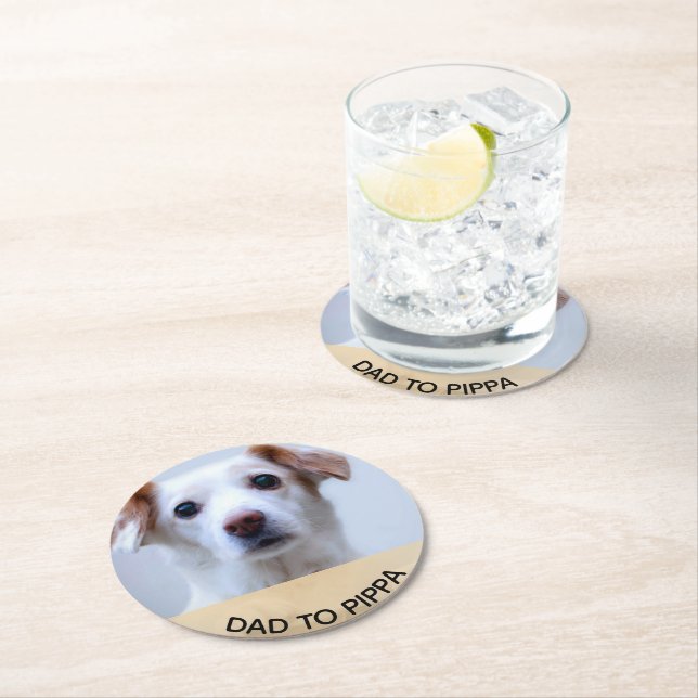 Create Your Own Pet Dog Photo Personalised Round Paper Coaster (Insitu)