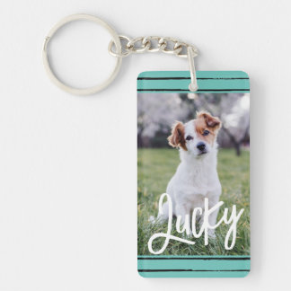 Create Your Own Pet Photo Boho Paw Print Keychain
