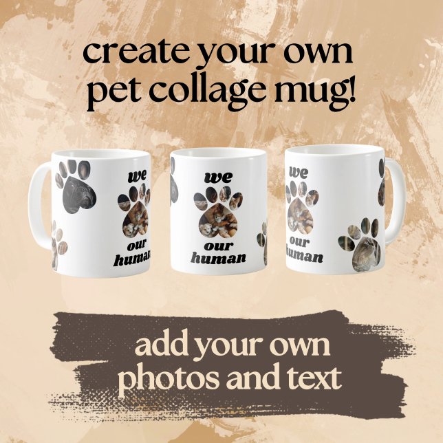 Create Your Own Pet Photo Collage Custom Cat Dog Coffee Mug (Creator Uploaded)