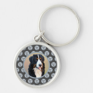 Create Your Own Pet Portrait Photo Modern Gray Key Ring