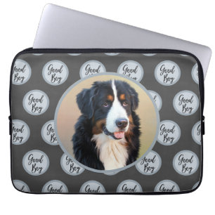 Create Your Own Pet Portrait Photo Modern Gray Laptop Sleeve