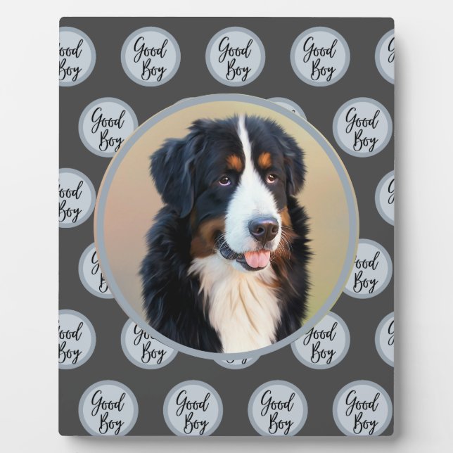 Create Your Own Pet Portrait Photo Modern Grey Plaque (Front)