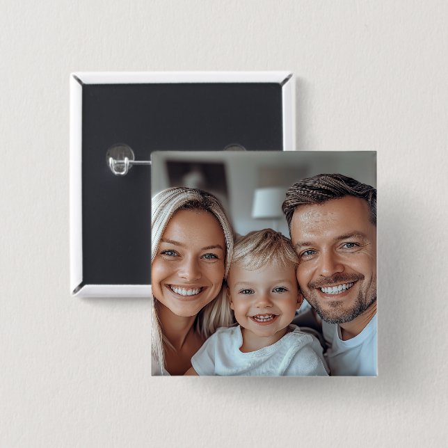 Create Your Own Photo 15 Cm Square Badge (Front & Back)